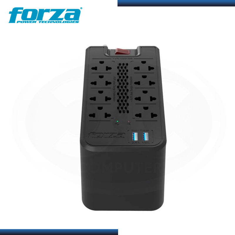 ESTABILIZADOR FORZA FVR-1222 USB 1200VA/600W 8 TOMAS BLACK